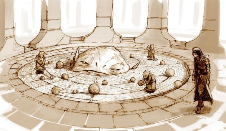Early Oracle concept. A giant head submerged in a zen gravel orrery might help Kylo Ren get to Exegol!