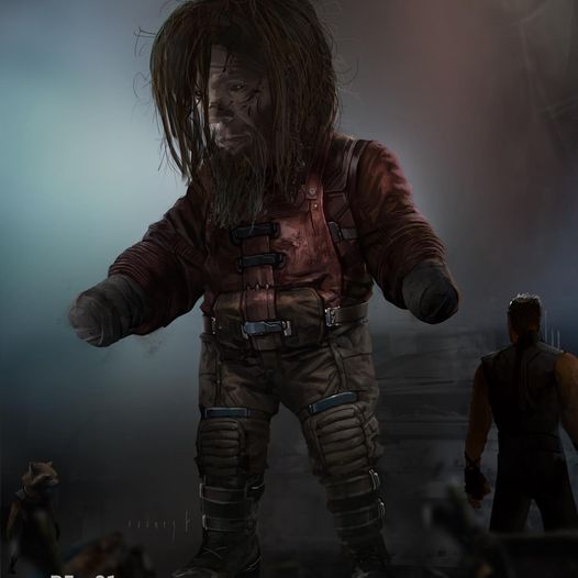 Eitri concept with bandaged hands and an early concept of his costume.