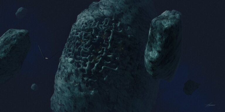 Kylo Rens meeting with the emperor on a sculpted asteroid prior to the location being changed to a planet in the script.