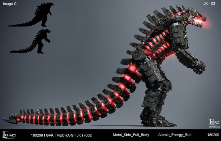 Mechagodzilla with red atomic energy.