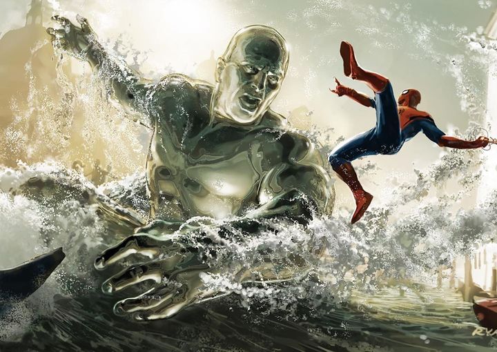 Hydro-man fighting with Spider-Man