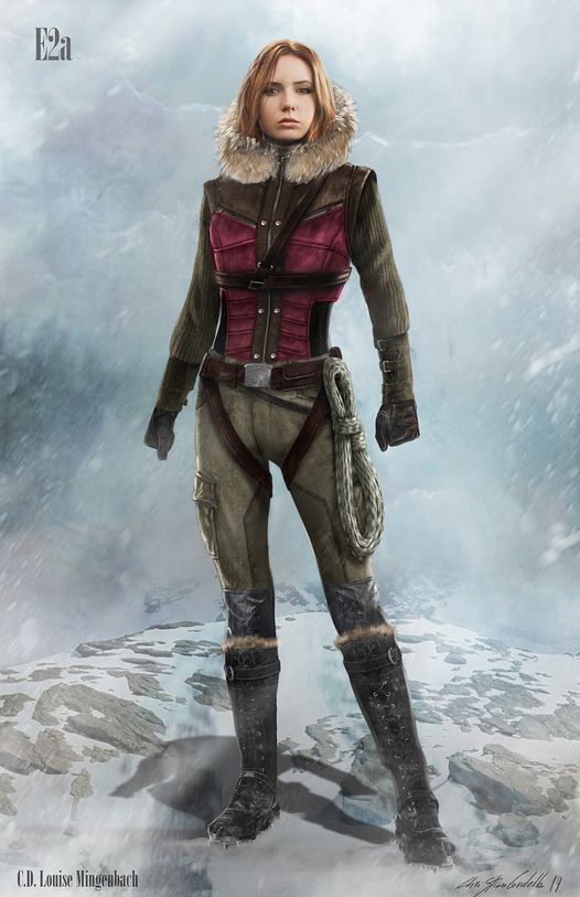 The main female character concept with costume Designed by Louise Mingenbach.