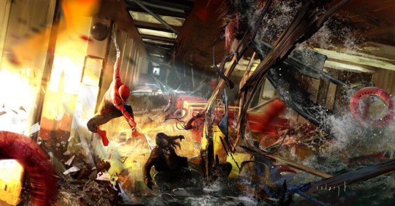 A keyframe illustration when the Vulture splits the boat in a half.