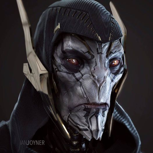 Early/unused Corvus Glaive face exploring a slighly more Alien take on him.