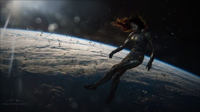Jean Grey (Sophie Turner) floating unconsciously through space.