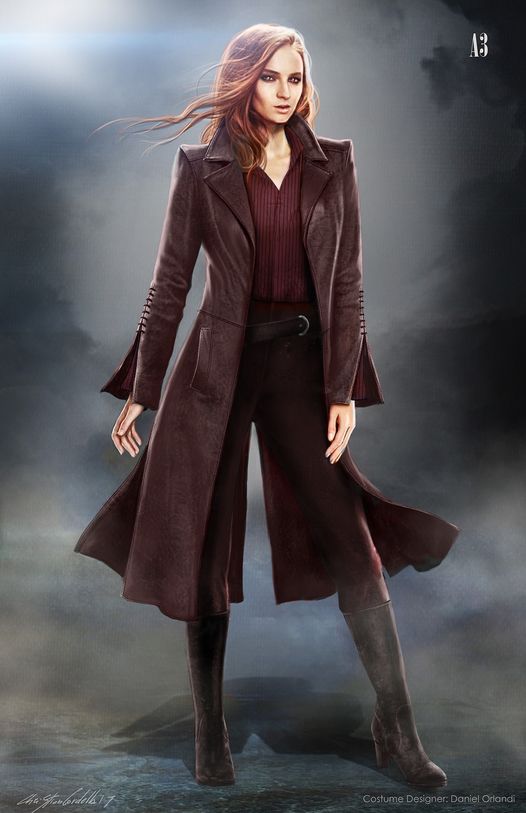 One of Sophie Turner's costumes for her character, Phoenix. (Under Costume Designer Daniel Orlandi.)