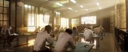 อาจเป็นการ์ตูนรูป 7 คน และ สถานที่ในร่ม