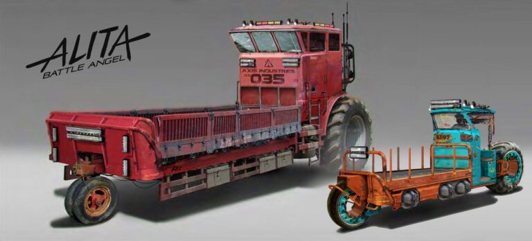 A factory truck in background.