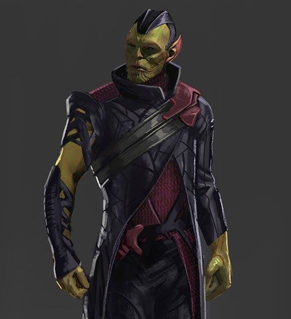Skrull design with the idea of him having a trench coat and being Nicky Fury’s spy look inspiration.