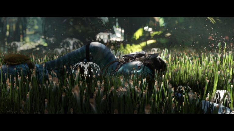 Kiri resting in unique Pandora grass.