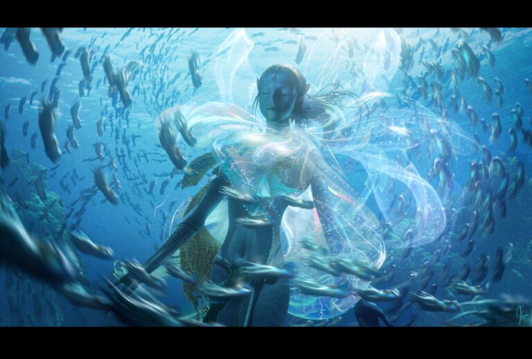 Kiri is enraptured by the voice of Eywa and communes with the wildlife around her.