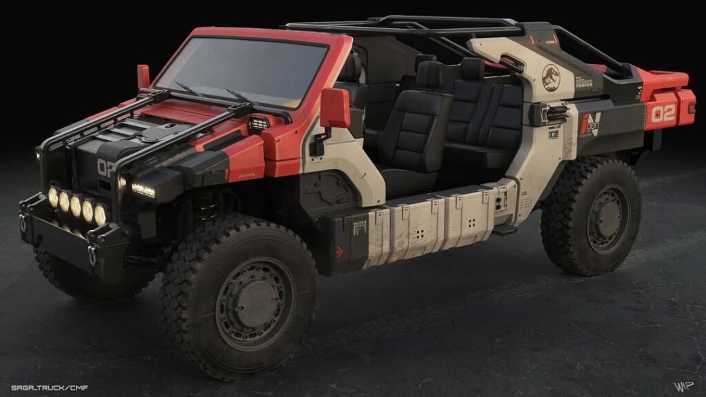 Check out this incredible Off-road INGEN Jeep Vehicle Concept Design for "Jurassic World: Rebirth"! This rugged and ready vehicle looks perfect for handling whatever the dinosaurs throw its way. Love the detailed work here.
