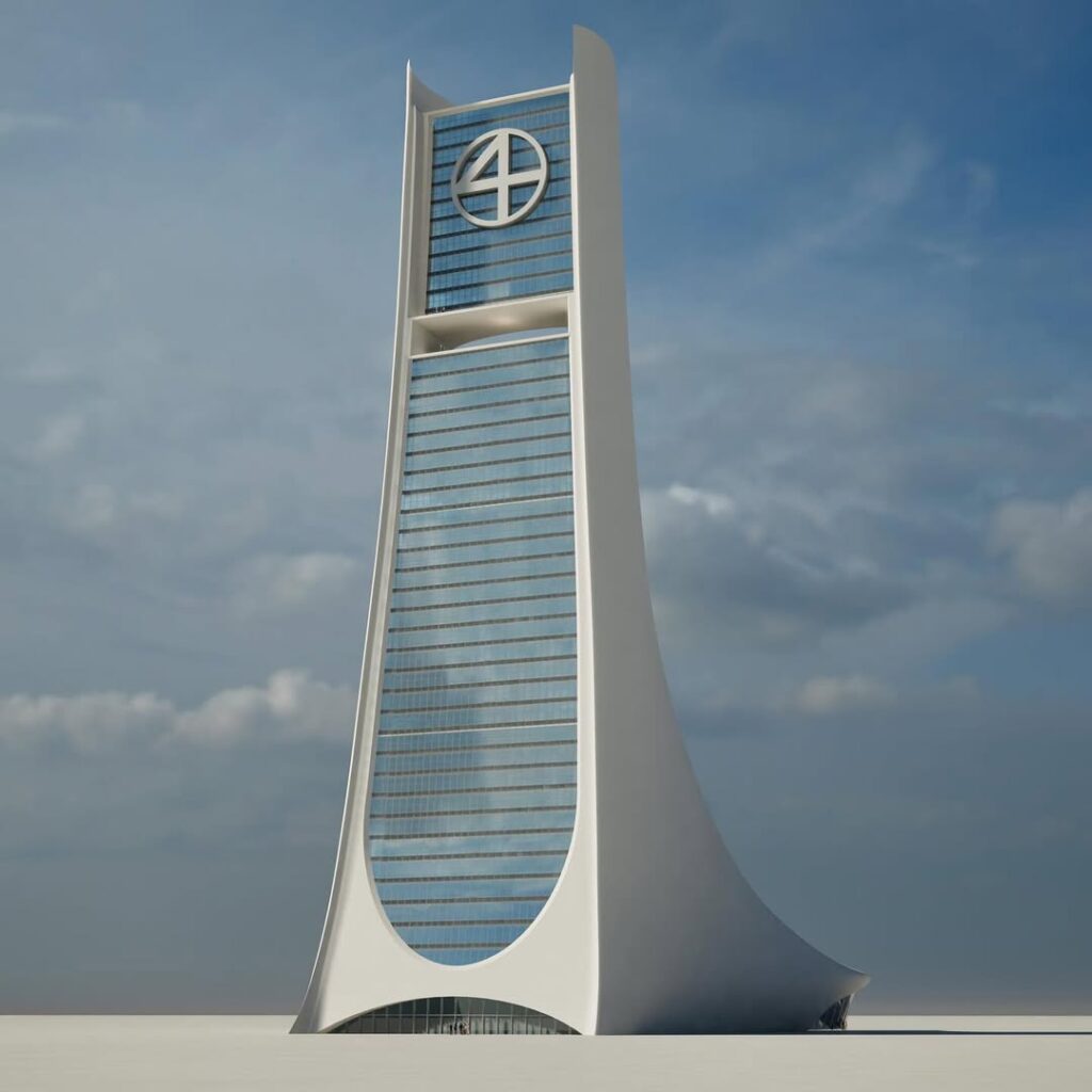 Here's a look at the design process behind the Baxter Building for the film, Fantastic Four: First Steps. These images offer a unique glimpse into the creative journey of bringing the iconic headquarters to life, from initial sketches to polished 3D renders.