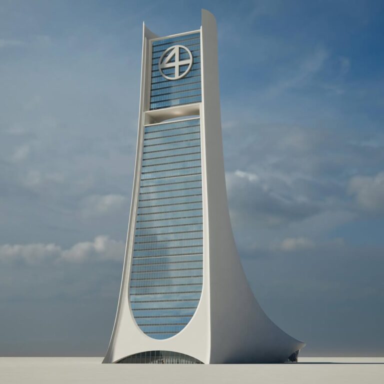 Here's a look at the design process behind the Baxter Building for the film, Fantastic Four: First Steps. These images offer a unique glimpse into the creative journey of bringing the iconic headquarters to life, from initial sketches to polished 3D renders.