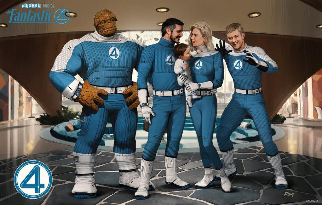 This amazing piece by artist Ryan Meinerding (, featuring the tech suit designs by Alexandra Byrne, was a foundational step in figuring out the visual identity of the team for Marvel Studios' "The Fantastic Four: First Steps."