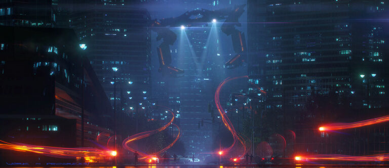 Illustration of Recognizer in Vancouver from Tron: Ares movie which designed and modeled by Fausto de Martini.
