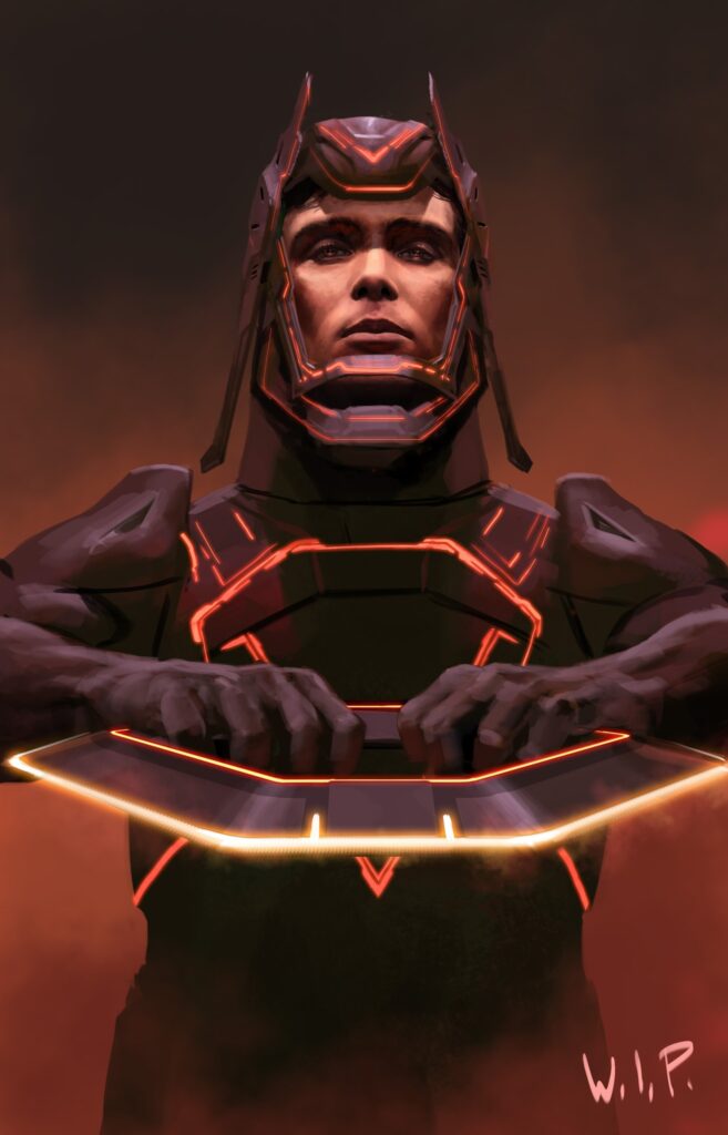 Early Concept Art of Cillian Murphy’s Ed Dillinger Jr. as Sark from TRON: Ares.