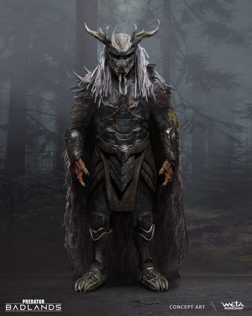 Yautja clan leader armour concept designed by Gus Hunter with costume designer Ngila Dickson.
